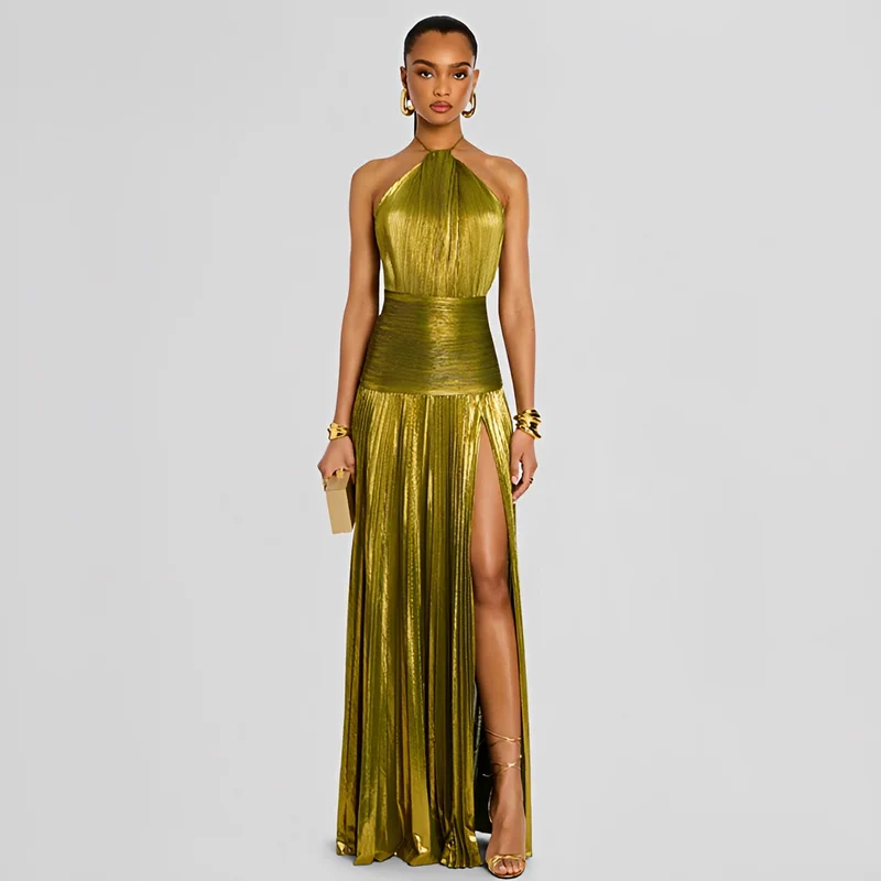 Naira - Stilvolles Kleid mit Falten und Schlitz