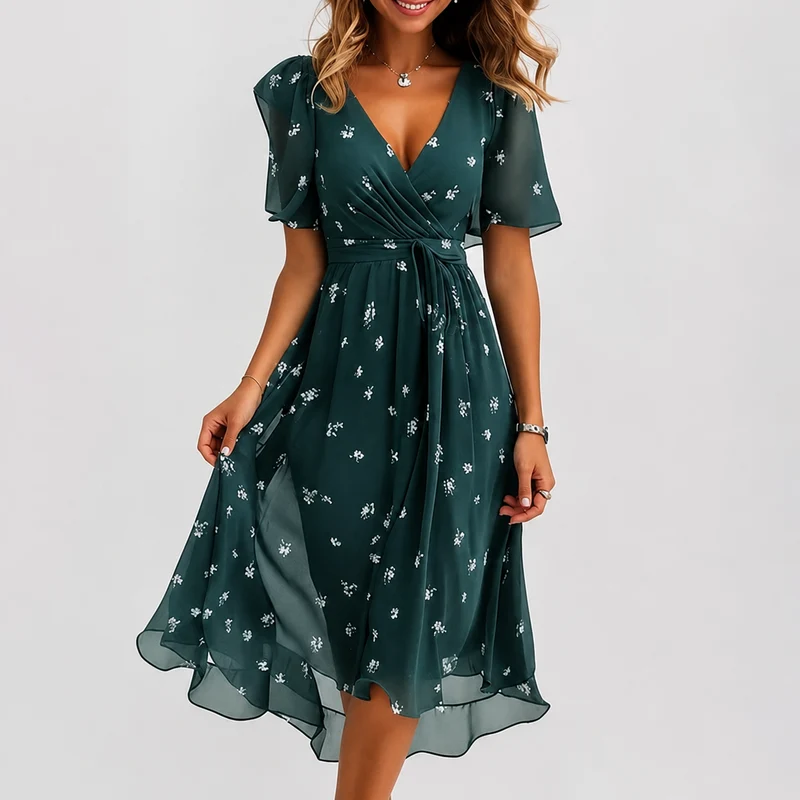 Luella - Fließendes Midikleid mit V-Ausschnitt