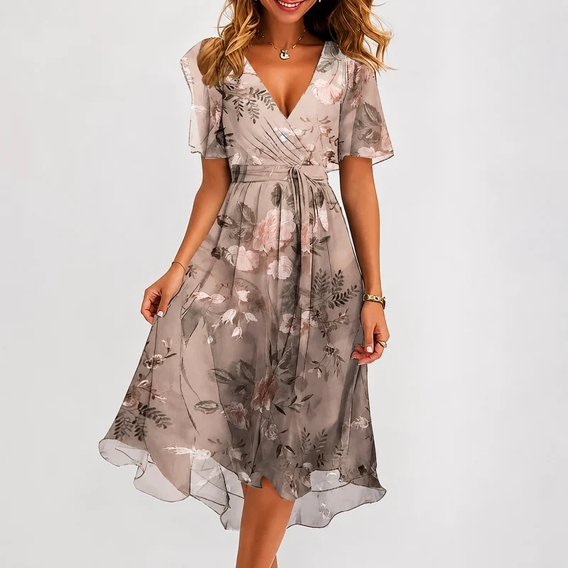Luella - Fließendes Midikleid mit V-Ausschnitt