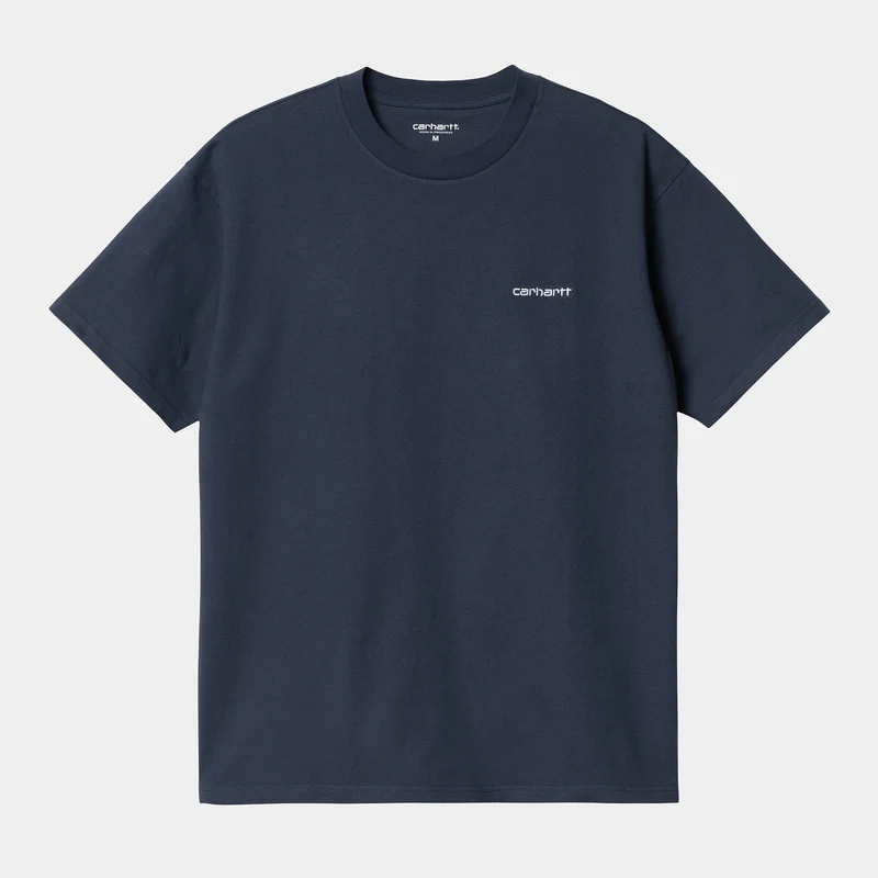 Carhartt WIP Herren-Kurzarm-T-Shirt mit Schriftzug-Stickerei – Blau