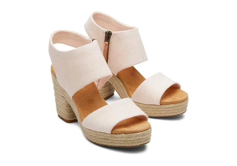 TOMS Damen-Plateausandale „Mallorca Basket Weave“ – Dusty Peach