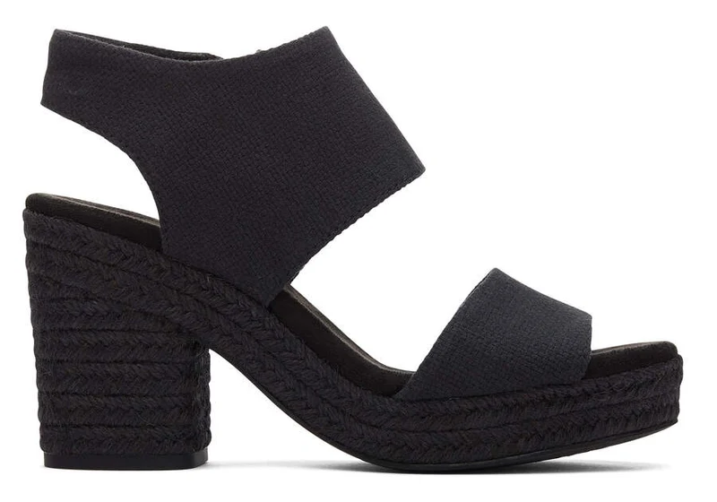 TOMS Damen-Sandale „Mallorca Rope“ mit Plateausohle – Schwarz