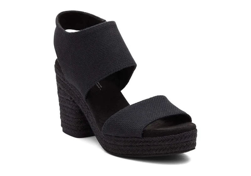 TOMS Damen-Sandale „Mallorca Rope“ mit Plateausohle – Schwarz