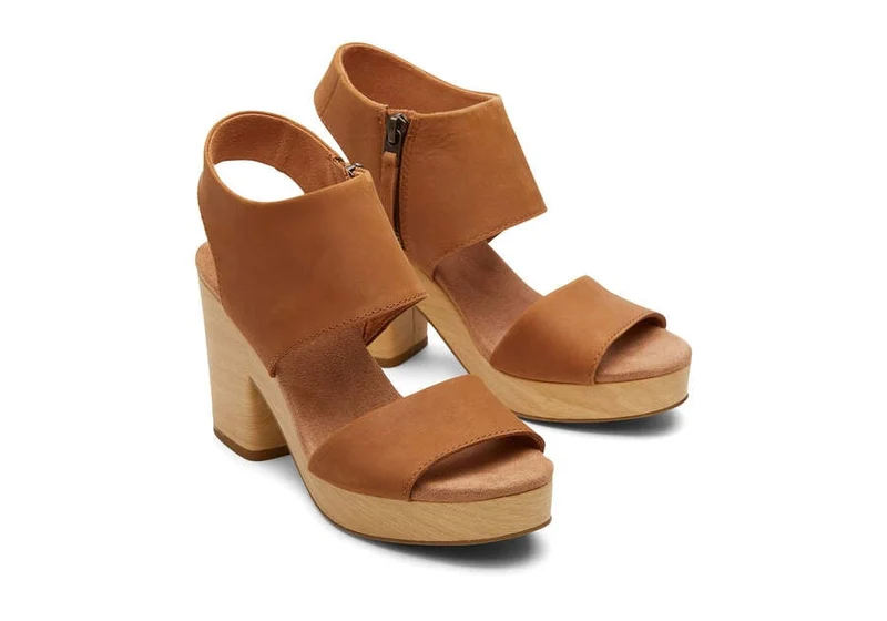 TOMS Damen-Plateausandale „Mallorca“ – Braun