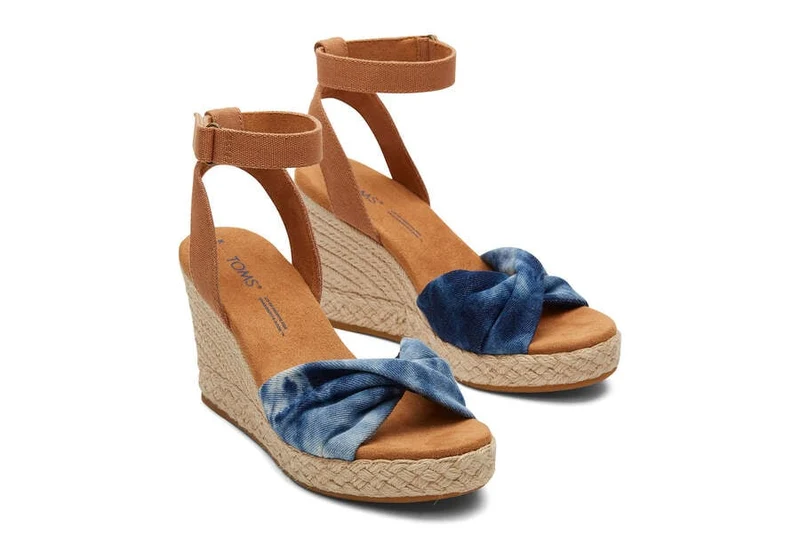 TOMS Marisela Keilsandalette für Damen – Navy Washed Denim