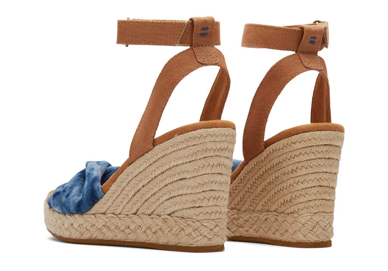 TOMS Marisela Keilsandalette für Damen – Navy Washed Denim