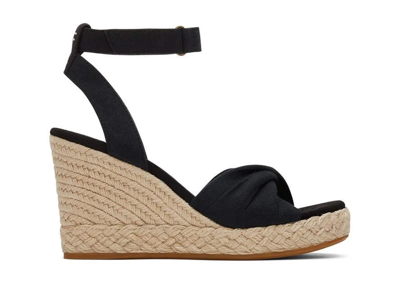 TOMS Damen Marisela Slubby Woven Wedge Sandale – Schwarz