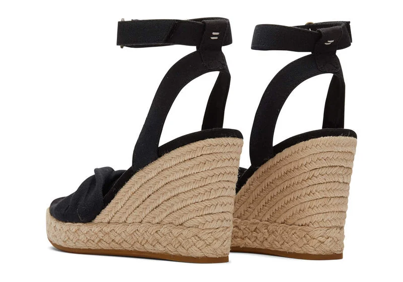 TOMS Damen Marisela Slubby Woven Wedge Sandale – Schwarz