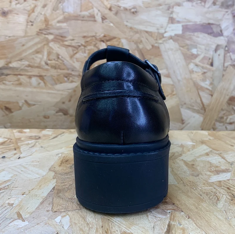 Teds Kinder Brunel Glattleder T-Steg Schulschuh – Schwarz
