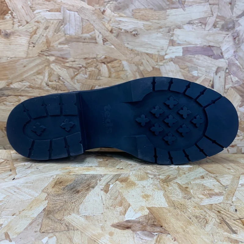 Teds Kinder Brunel Glattleder T-Steg Schulschuh – Schwarz