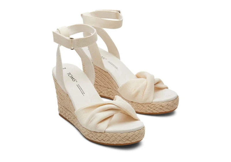 TOMS Damen Marisela Slubby Woven Wedge Sandale – Natur