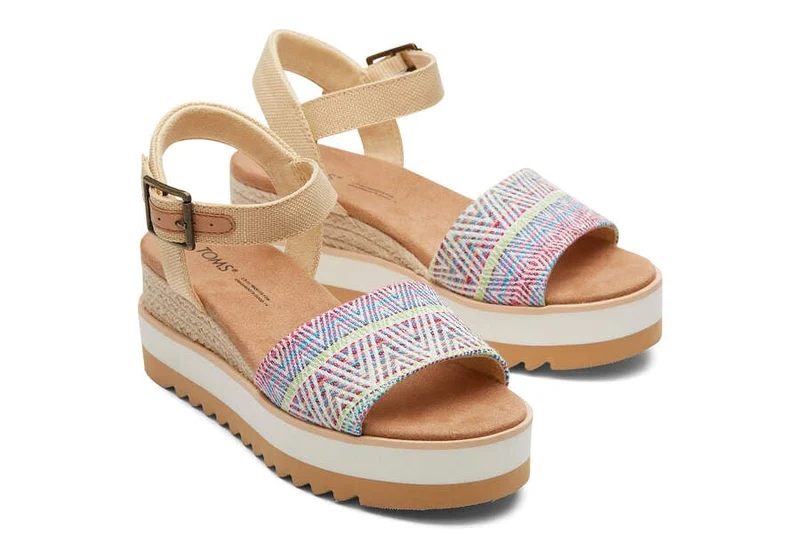TOMS Damen Diana Global Woven Wedge Sandale – Natur