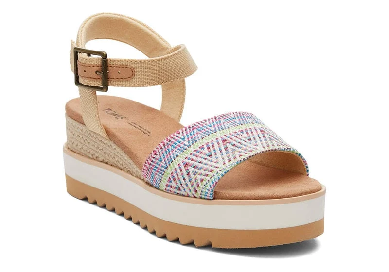 TOMS Damen Diana Global Woven Wedge Sandale – Natur