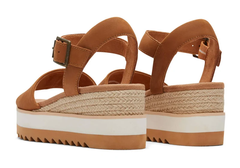 TOMS Damen-Sandale „Diana“ aus Leder – Hellbraun
