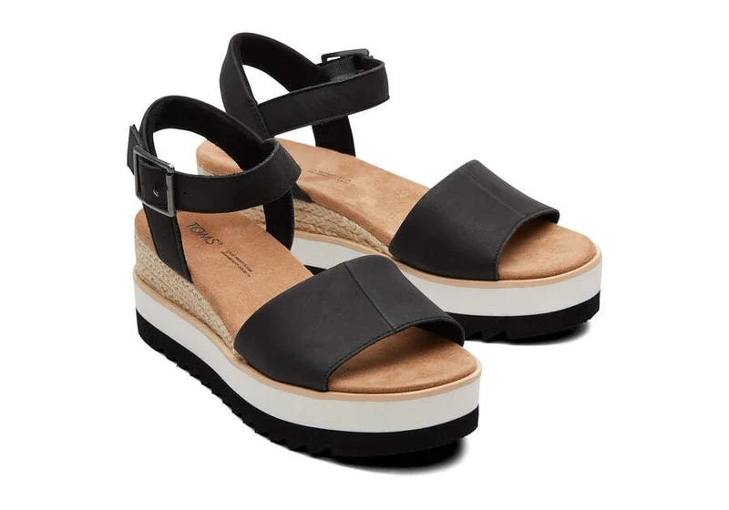 TOMS Damen-Sandale „Diana“ aus Leder – Schwarz
