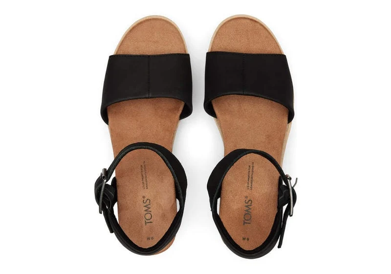 TOMS Damen-Sandale „Diana“ aus Leder – Schwarz