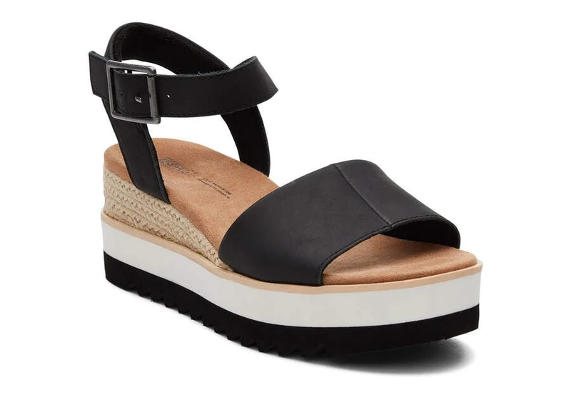 TOMS Damen-Sandale „Diana“ aus Leder – Schwarz