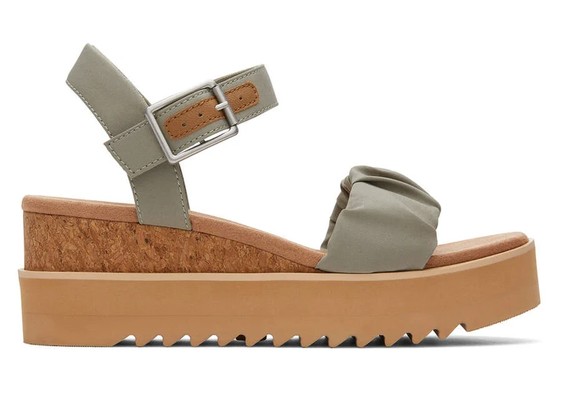 TOMS Damen Diana Ruched Woven Wedge Sandale – Vetivergrau