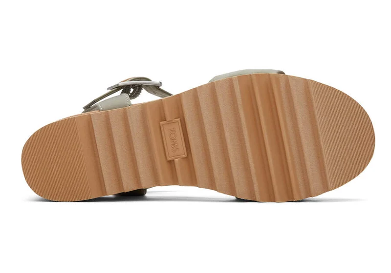 TOMS Damen Diana Ruched Woven Wedge Sandale – Vetivergrau