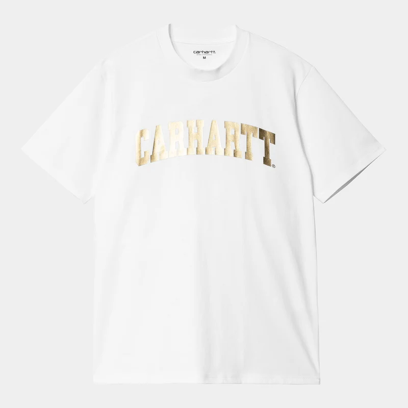Carhartt WIP Herren-Universitäts-T-Shirt – Weiß / Gold