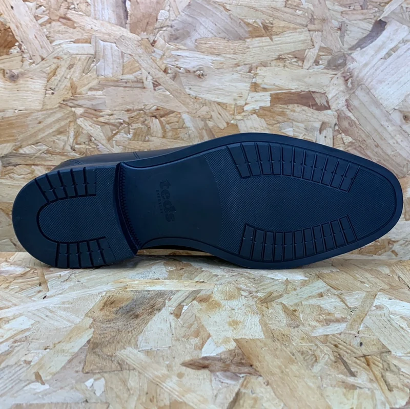 Teds Bristol Bay Schulschuh zum Hineinschlüpfen aus glattem Leder für Kinder – Schwarz