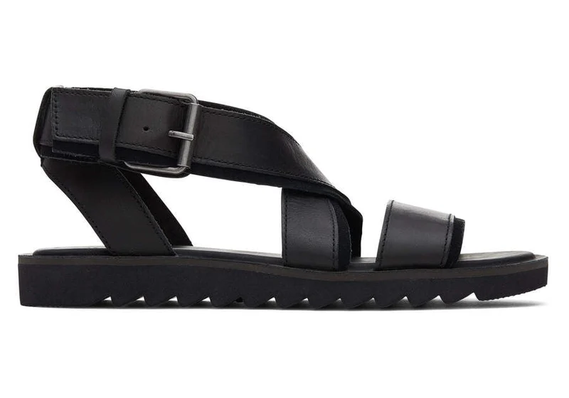 TOMS Sidney Tread Ledersandale für Damen – Schwarz