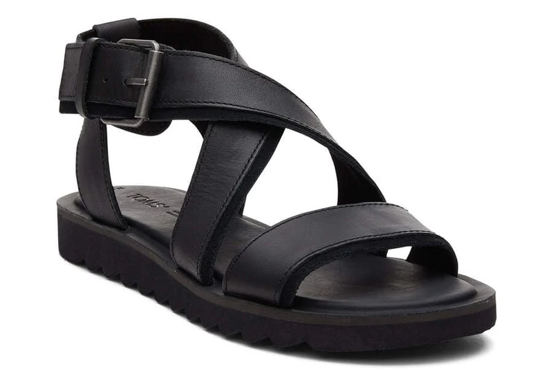 TOMS Sidney Tread Ledersandale für Damen – Schwarz
