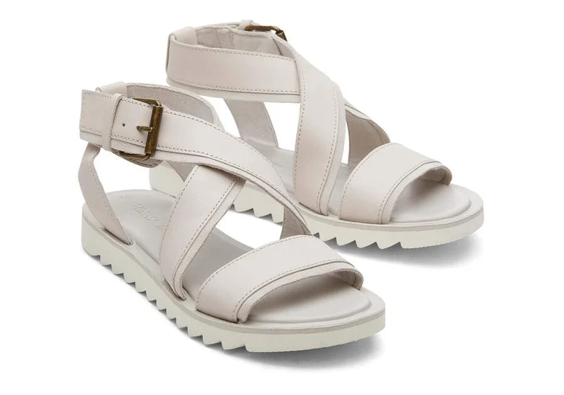 TOMS Damen Sidney Tread Ledersandale – Putty
