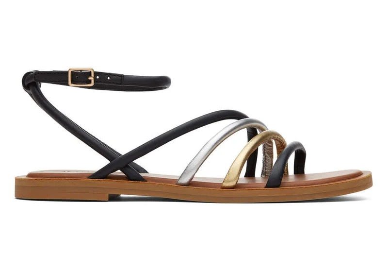 TOMS Willa Ledersandale für Damen – Schwarz