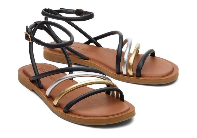 TOMS Willa Ledersandale für Damen – Schwarz