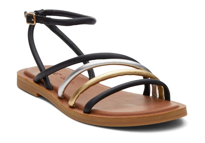 TOMS Willa Ledersandale für Damen – Schwarz