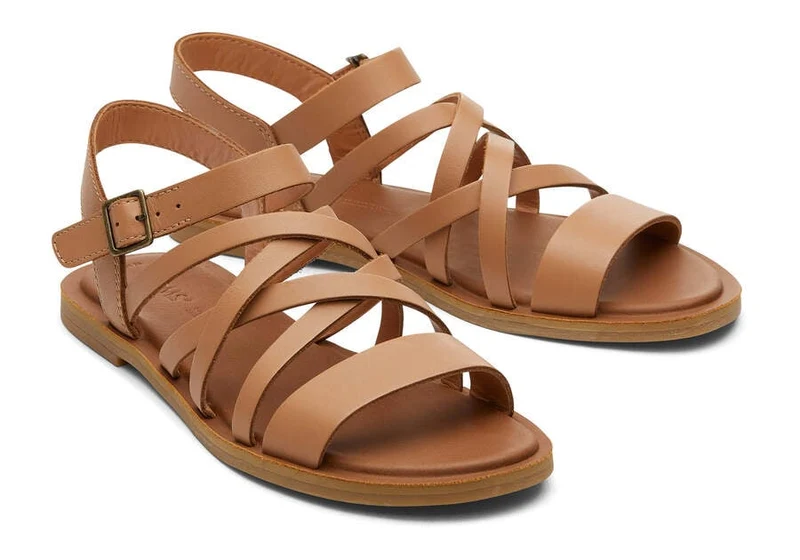 TOMS Damen-Sandale „Sephina“ aus Leder – Braun