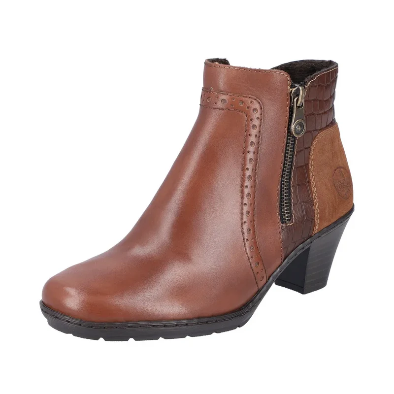 Rieker Damen-Stiefelette aus mit Fleece gefüttertem Leder – Braun