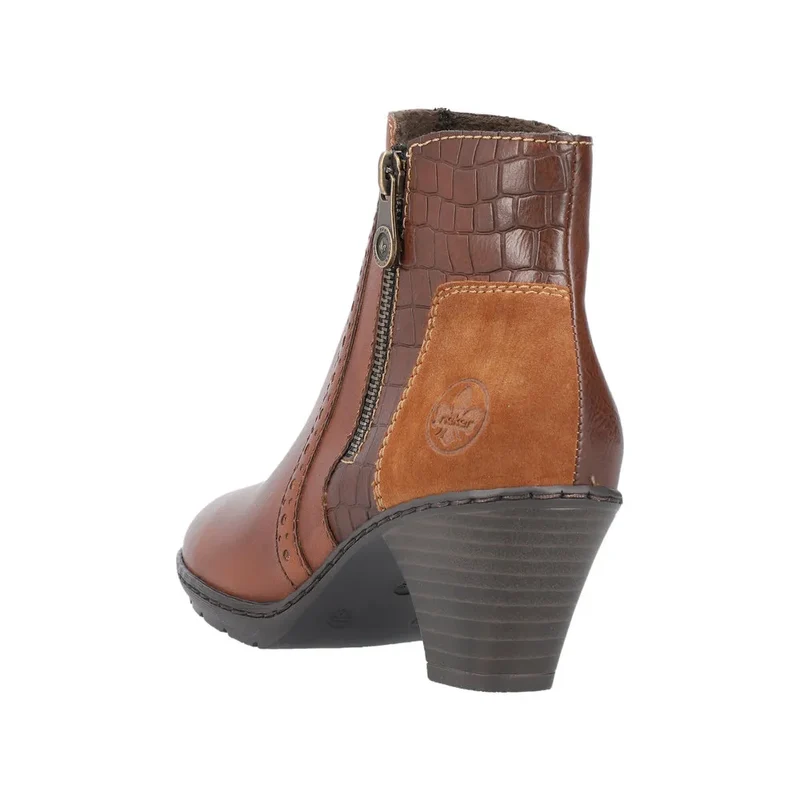 Rieker Damen-Stiefelette aus mit Fleece gefüttertem Leder – Braun