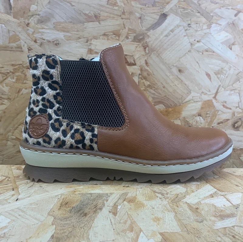 Rieker Modische Damen-Stiefelette mit Fleece-Futter – Braun
