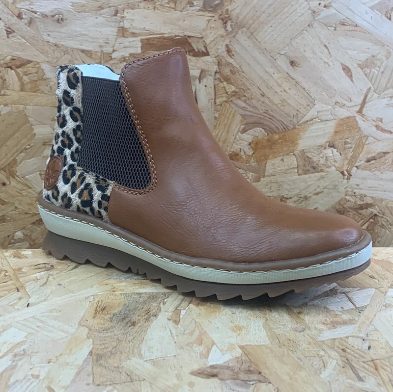 Rieker Modische Damen-Stiefelette mit Fleece-Futter – Braun