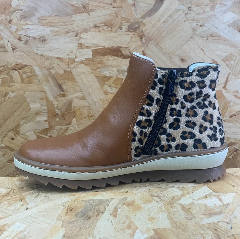 Rieker Modische Damen-Stiefelette mit Fleece-Futter – Braun