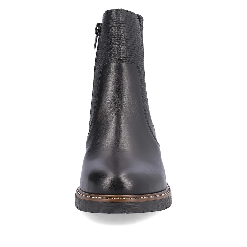 Remonte Frauen Chelsea Stiefelette aus Leder mit Blockabsatz – Schwarz