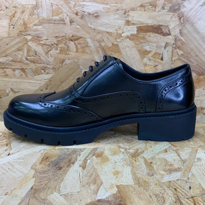 Teds Aston Schulschuh aus Glattleder für Kinder – Schwarz