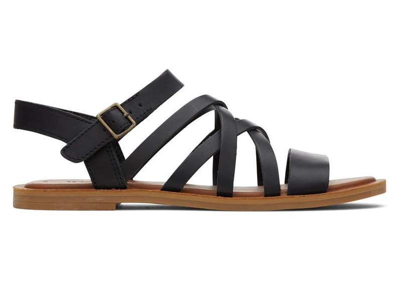 TOMS Damen-Sandale „Sephina“ aus Leder – Schwarz