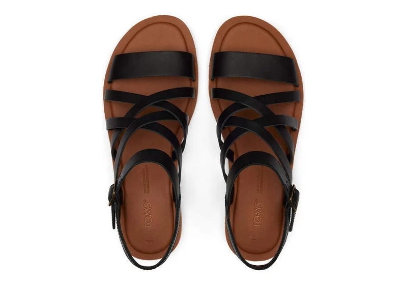 TOMS Damen-Sandale „Sephina“ aus Leder – Schwarz