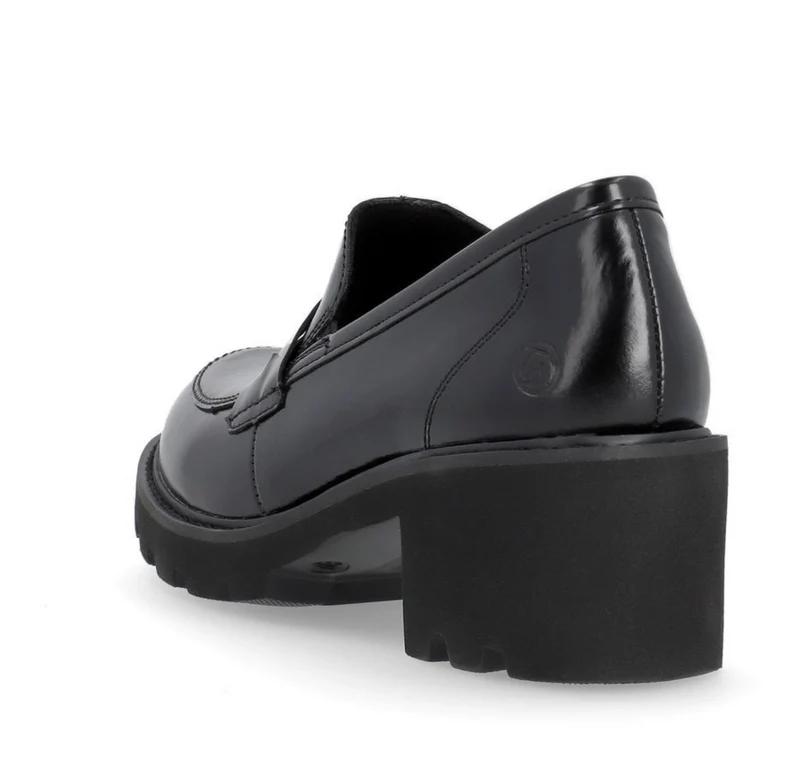 Remonte Damen-Lederschuh mit Blockabsatz – Schwarz