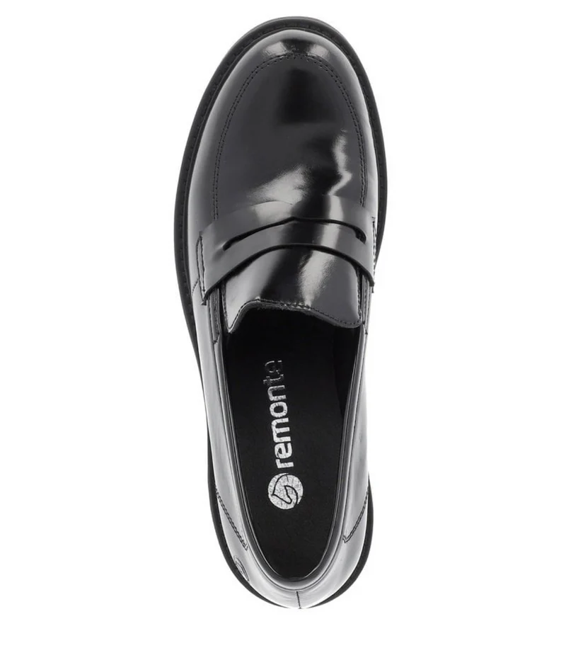 Remonte Damen-Lederschuh mit Blockabsatz – Schwarz