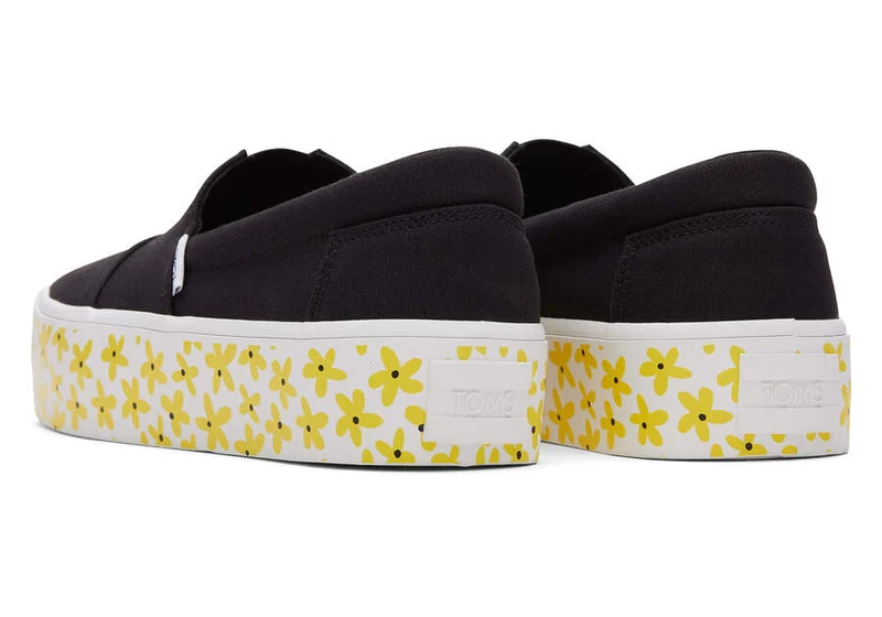 TOMS Damen Alpargata Fenix ​​Platform Sun Daisies Slip-On-Trainer – Schwarz