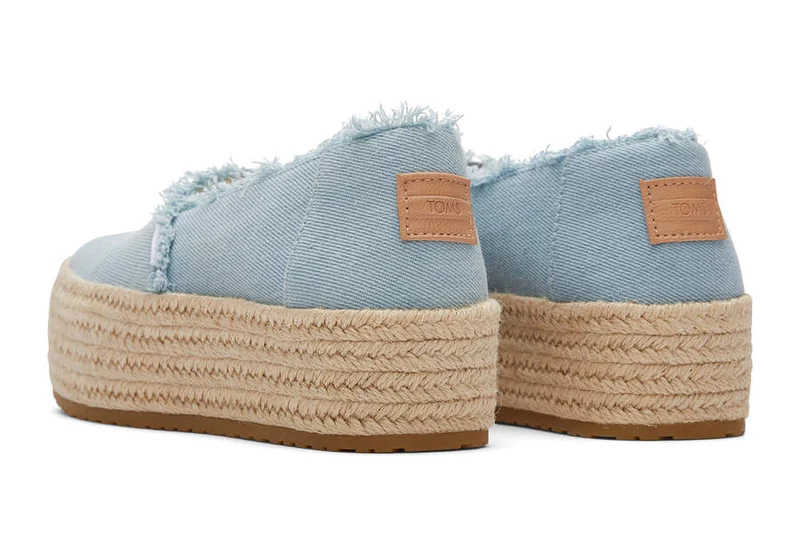 TOMS Plateau-Espadrille „Valencia“ für Damen – Pastellblau verwaschener Denim