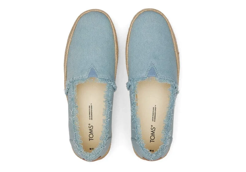 TOMS Plateau-Espadrille „Valencia“ für Damen – Pastellblau verwaschener Denim