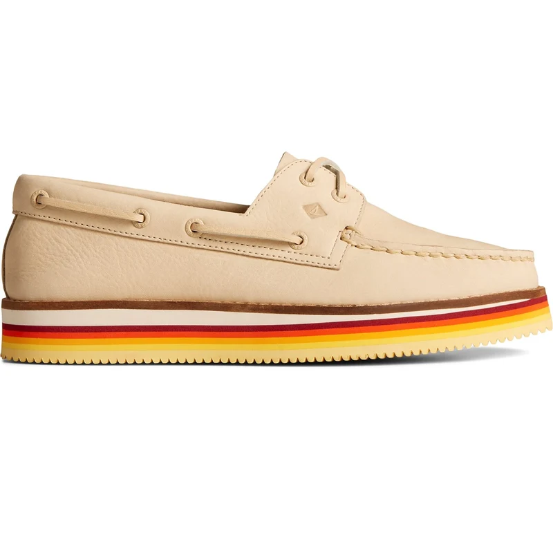 Sperry Authentische Original-Stacked-Bootsschuhe für Damen – Elfenbein