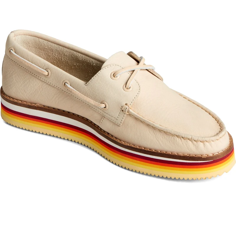 Sperry Authentische Original-Stacked-Bootsschuhe für Damen – Elfenbein