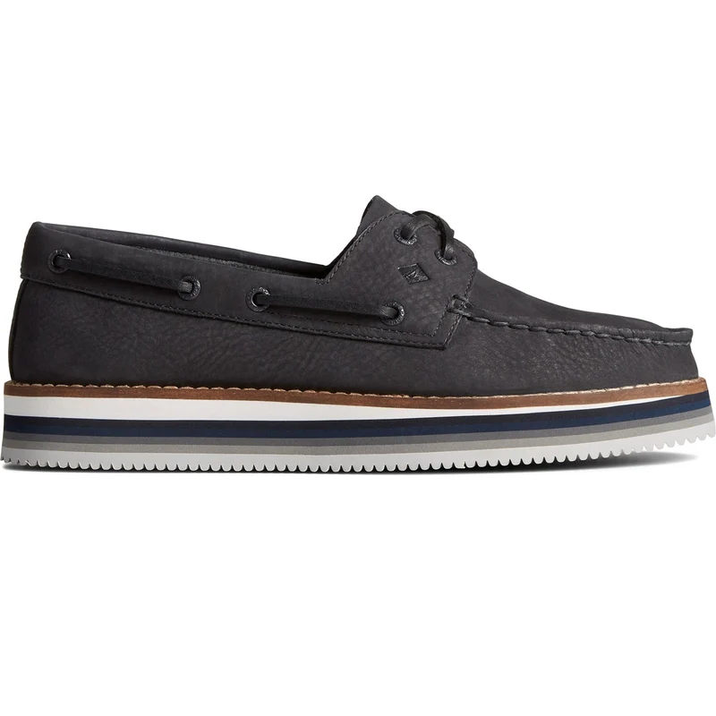 Sperry Authentische Original Stacked Bootsschuhe für Damen – Schwarz