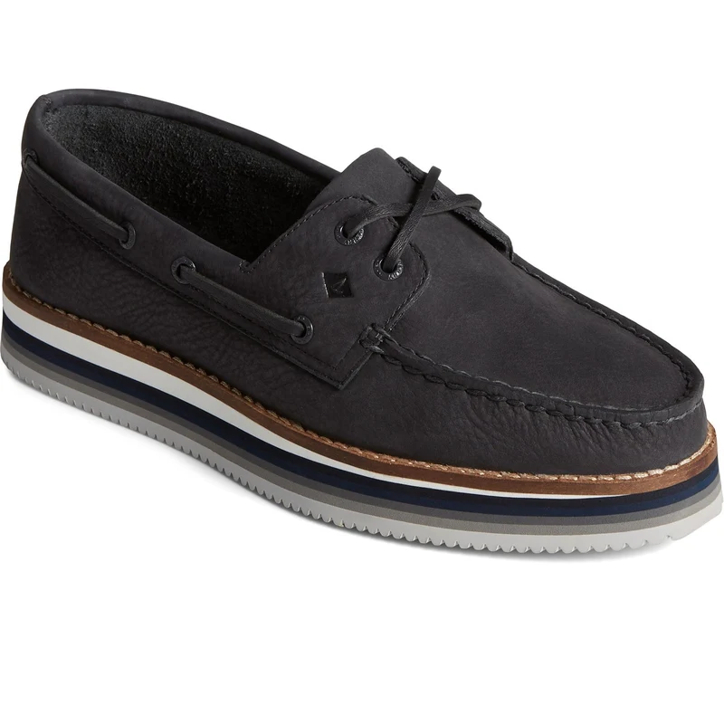 Sperry Authentische Original Stacked Bootsschuhe für Damen – Schwarz
